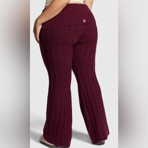 PINK Victoria's Secret Cable-Knit Flare Pants - Burgundy